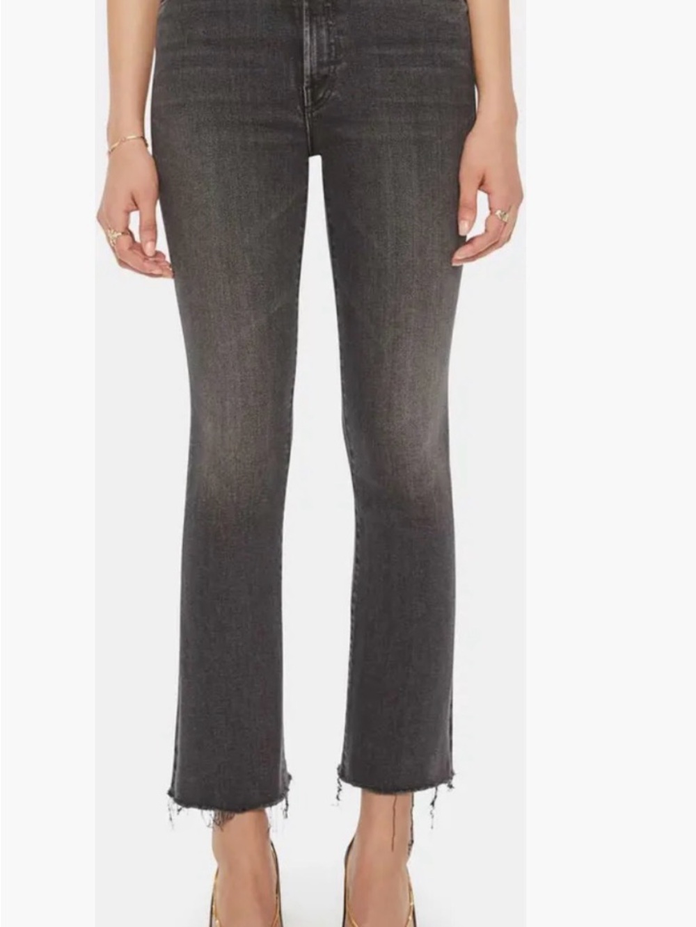 MOTHER Black Gray Cropped Slight Flare Jeans